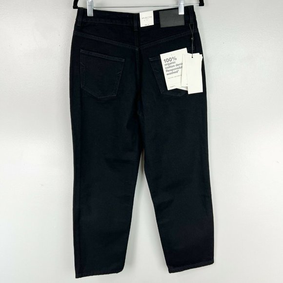Selected Femme Kate Straight Leg Jeans With High Waist In Black NWT Size 30x32 - Picture 5 of 11